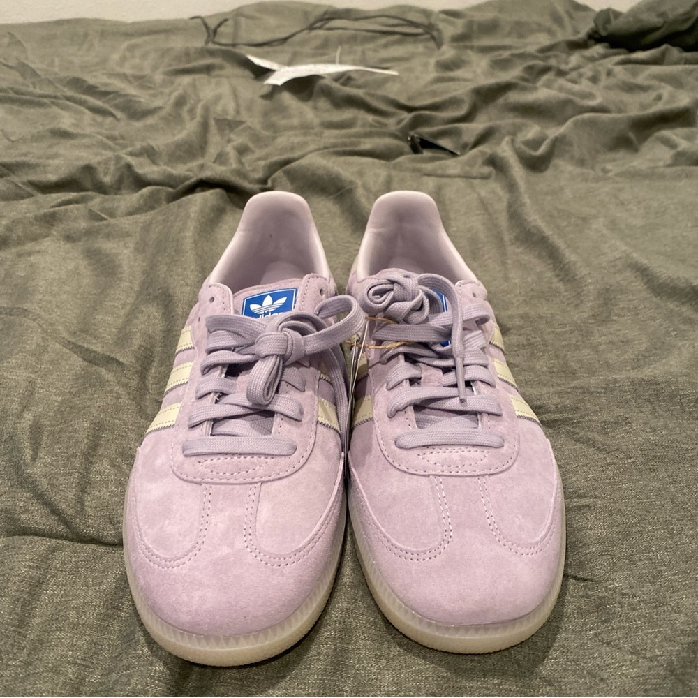 adidas Lavender Sneakers with Blue Accents